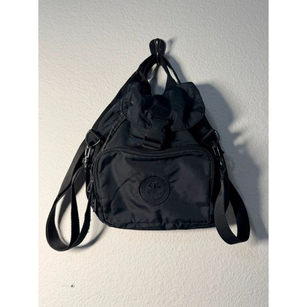 Adidas Originals Black Mini Backpack Trefoil Drawstring Convertible Bag